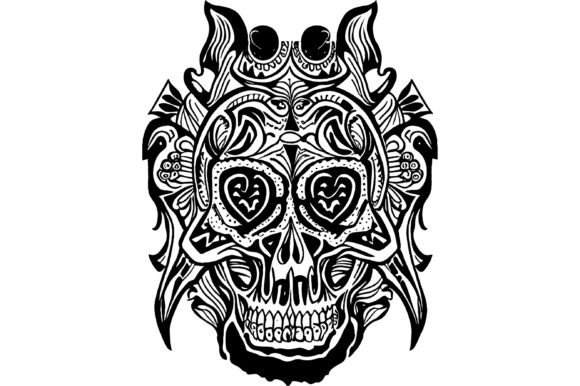 Download Demon Skull Line Art Tattoo Design - Design Collection