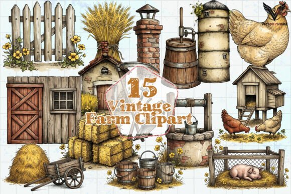 Download Vintage Farm Clipart PNG - Farm Collection