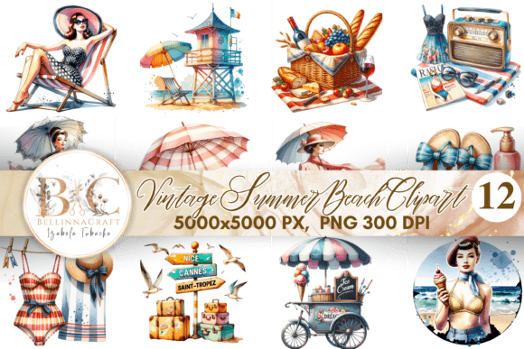 Download Vintage Summer Beach Clipart - Vintage summer Collection