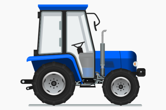 Download Side View Blue Farm Tractor Illustration - Farm Collection