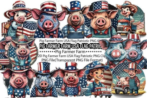 Download Pig Farmer Farm USA Flag Patriotic PNG - Farm Collection