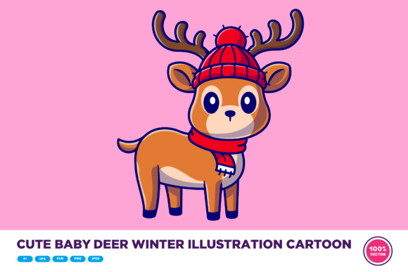 Download Cute Baby Deer Winter Illustration - Premium Resources