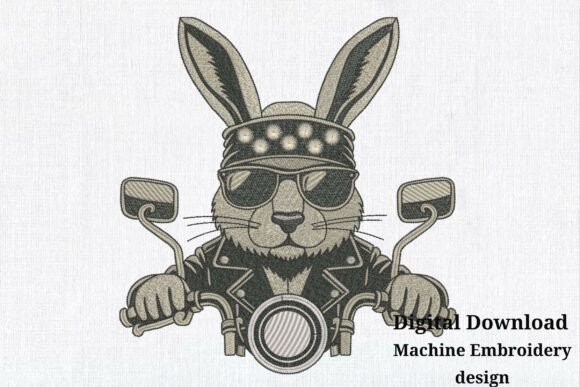 Download Bunny Embroidery Design Biker Rocker - Design Collection