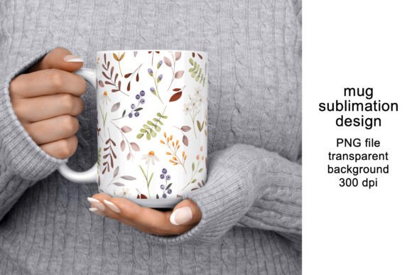 Download Mug Design, Wrap with Flowers, PNG. - Design Collection