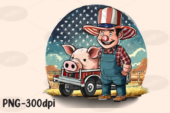 Download Pig Farmer Farm USA Flag Patriotic PNG - Farm Collection