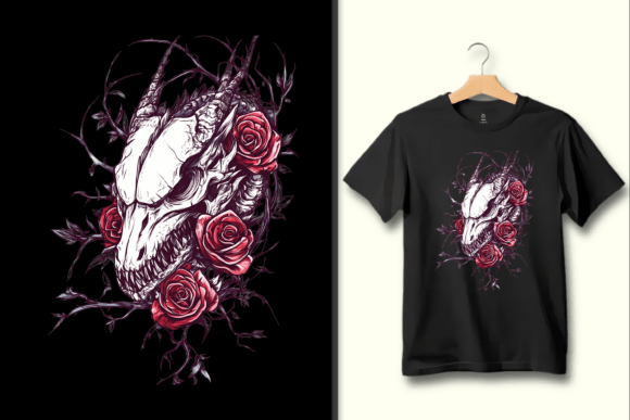 Download Dragon Skull Roses Tattoo Design Artwork - Design Collection