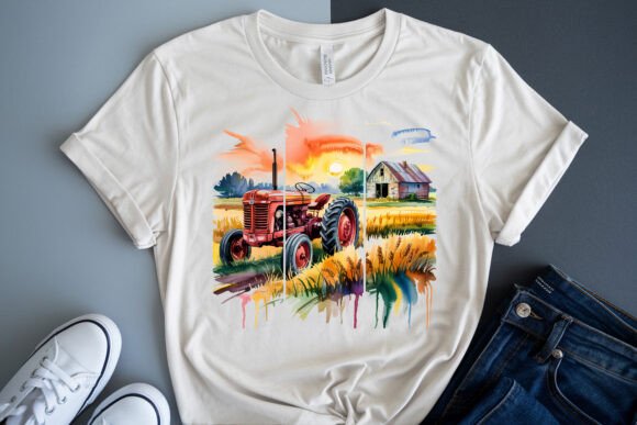 Download Vintage Watercolor Farm Tractor PNG - Farm Collection