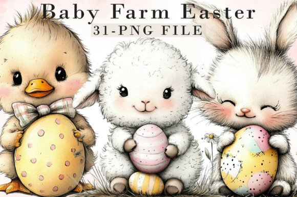Download Whimsical Baby Farm Easter Clipart - Farm Collection