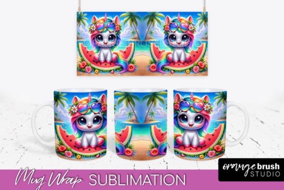 Download Unicorn Mug Wrap Summer Beach Mug Design - Design Collection