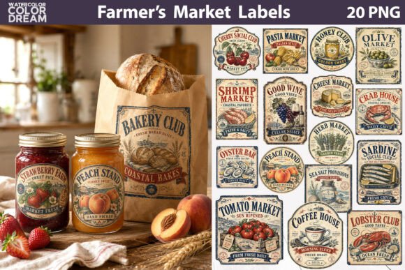 Download Vintage Farmer’s Market Labels - Farm Collection