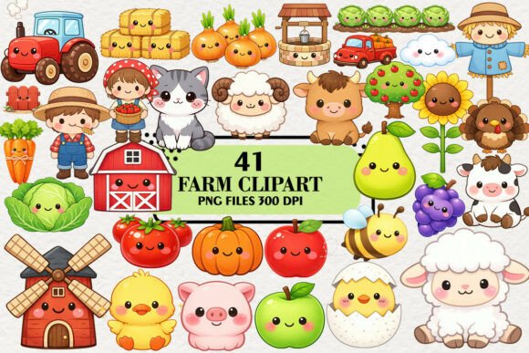 Download Kawaii Farm Clipart Bundle - Farm Collection