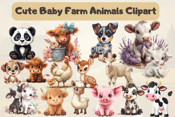 Download Cute Baby Farm Animals Clipart - Farm Collection