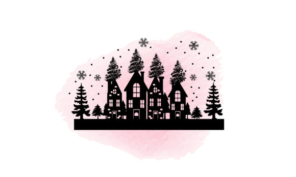 Download Watercolor Christmas House Design - Design Collection